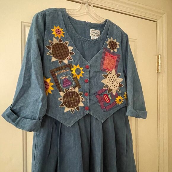 Vintage Denim Jean Dress | Classic 90s Button-Up Midi Dress | Retro Chic - Picture 2 of 6